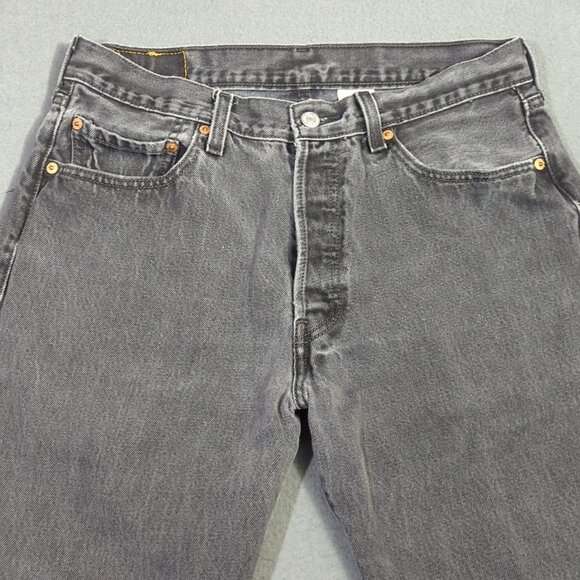 Levi's Jeans Mens 34x32 Fits 30x29 Black 501 Straight Button Fly Classic Fit Y2K - Picture 5 of 12